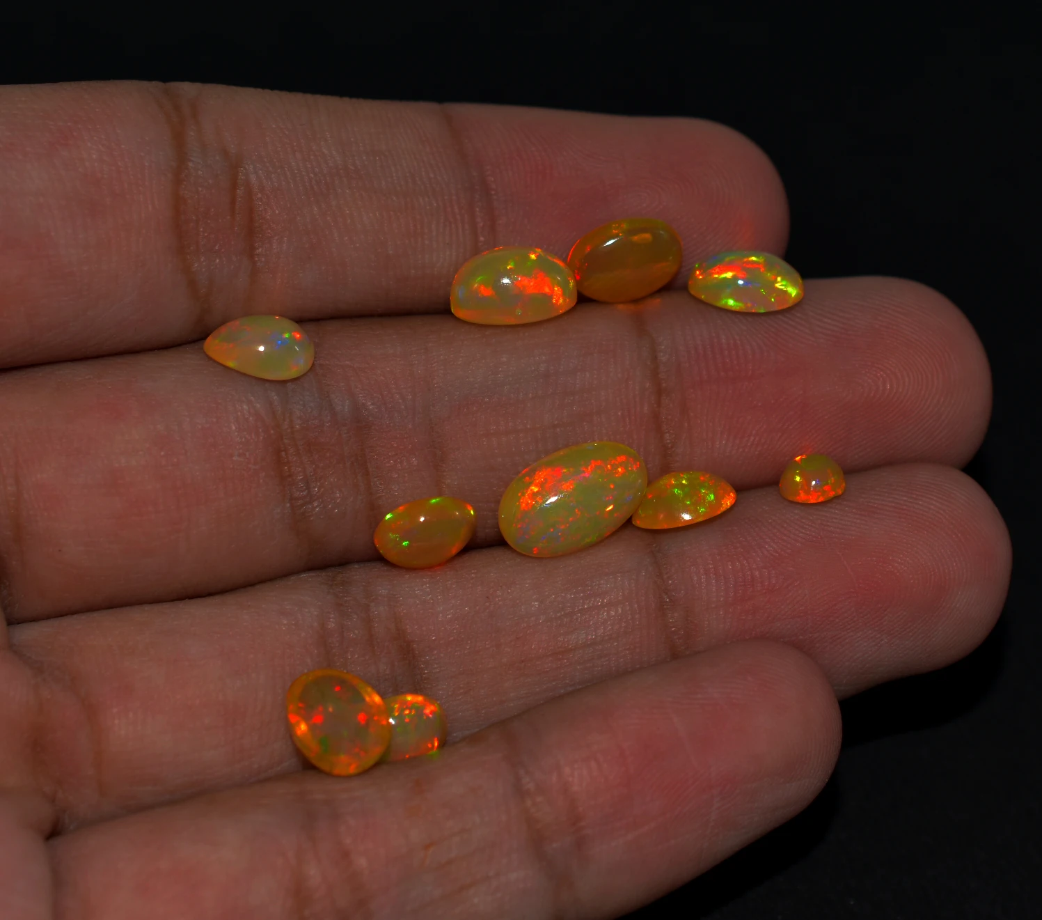 Ethiopian Opal Multi Fire Welo Cabochon Flat Back Natural Loose Gemstone Crystal Mix Sizes & Shape for Jewelry Pendant Necklace