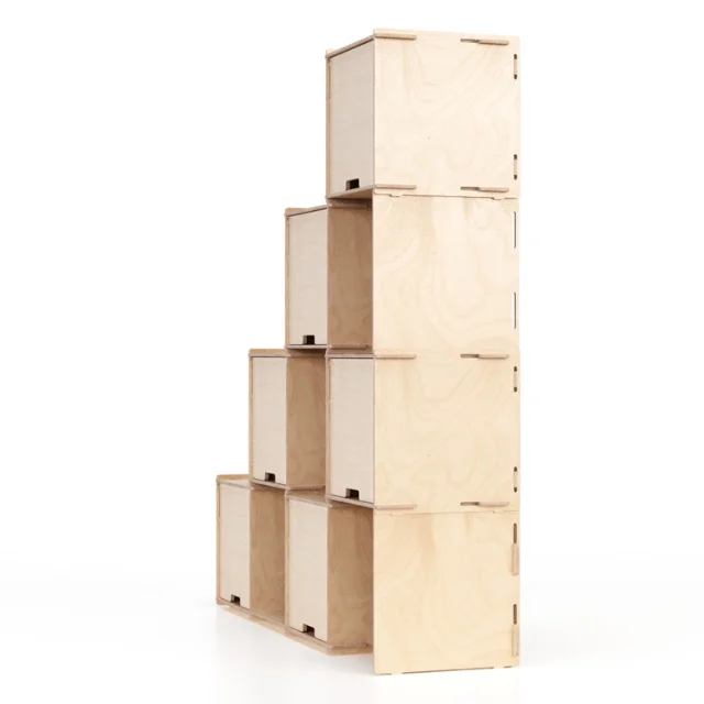 Artisanal Bookcases Customizable 145x161cm Interlocking Modular Wood Wall Shelf for Books
