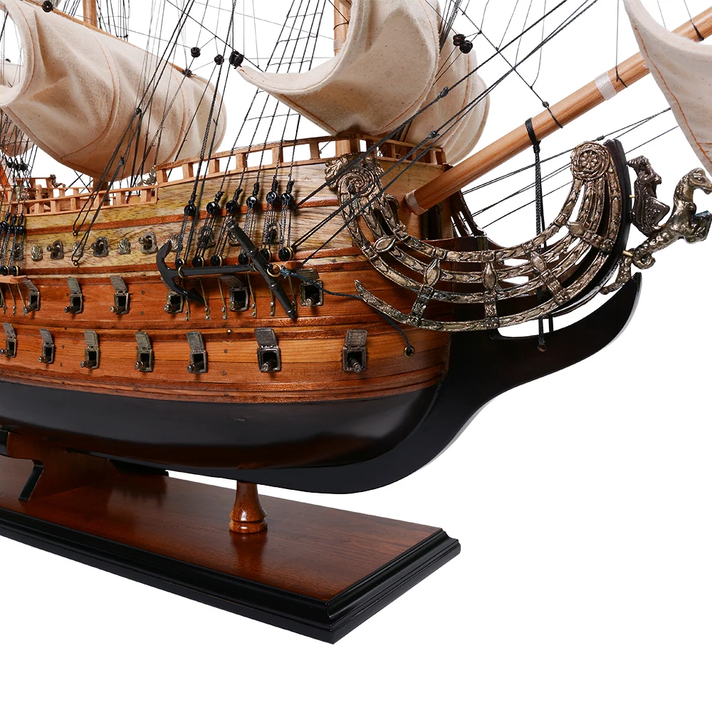 Soleil Royal Ship Model 80cm Crooked sails Handcrafted Wooden Replica