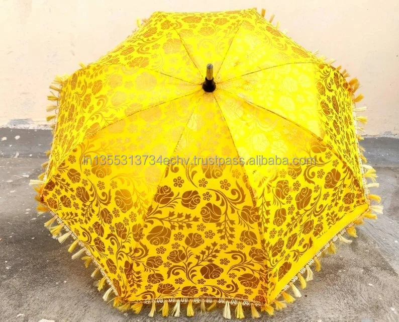 Indian Handmade Bohemian Indoor Outdoor Silk Fashion Multi Colored Ethnic Umbrella Parasol for decoration