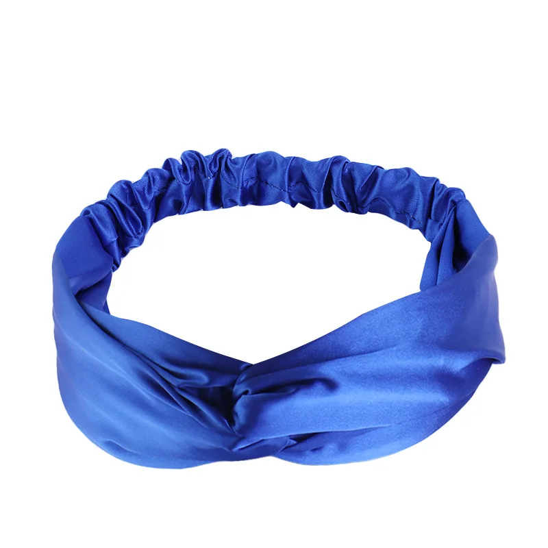 Silk Satin Headbands Solid Color Twisted Elastic Hairband