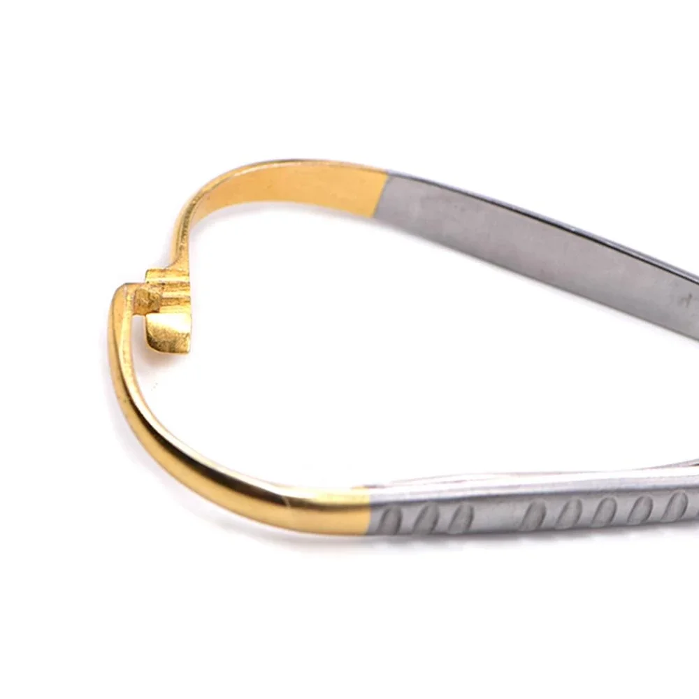 Round Dental Needle Holders Stainless Steel Orthodontic Plier Gold Plated Handle Surgical Dental Instrument Implant Castroviejo