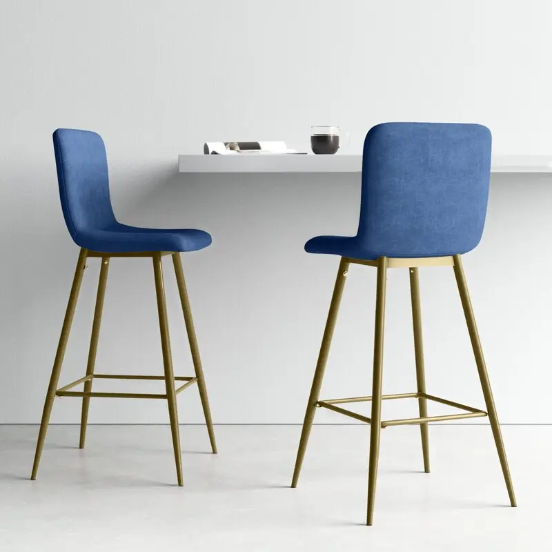 Unique Design Dining Chair High-end Modern Design Hotel Gold Metal Iron Legs Bar Stool High Commercial Armrest Bar Chair for Bar