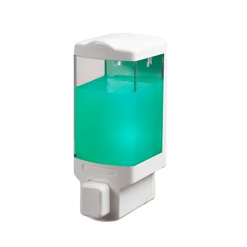 Wall mounted ABS plastic white chrome 300ml hotel manual soap dispenser with lock single