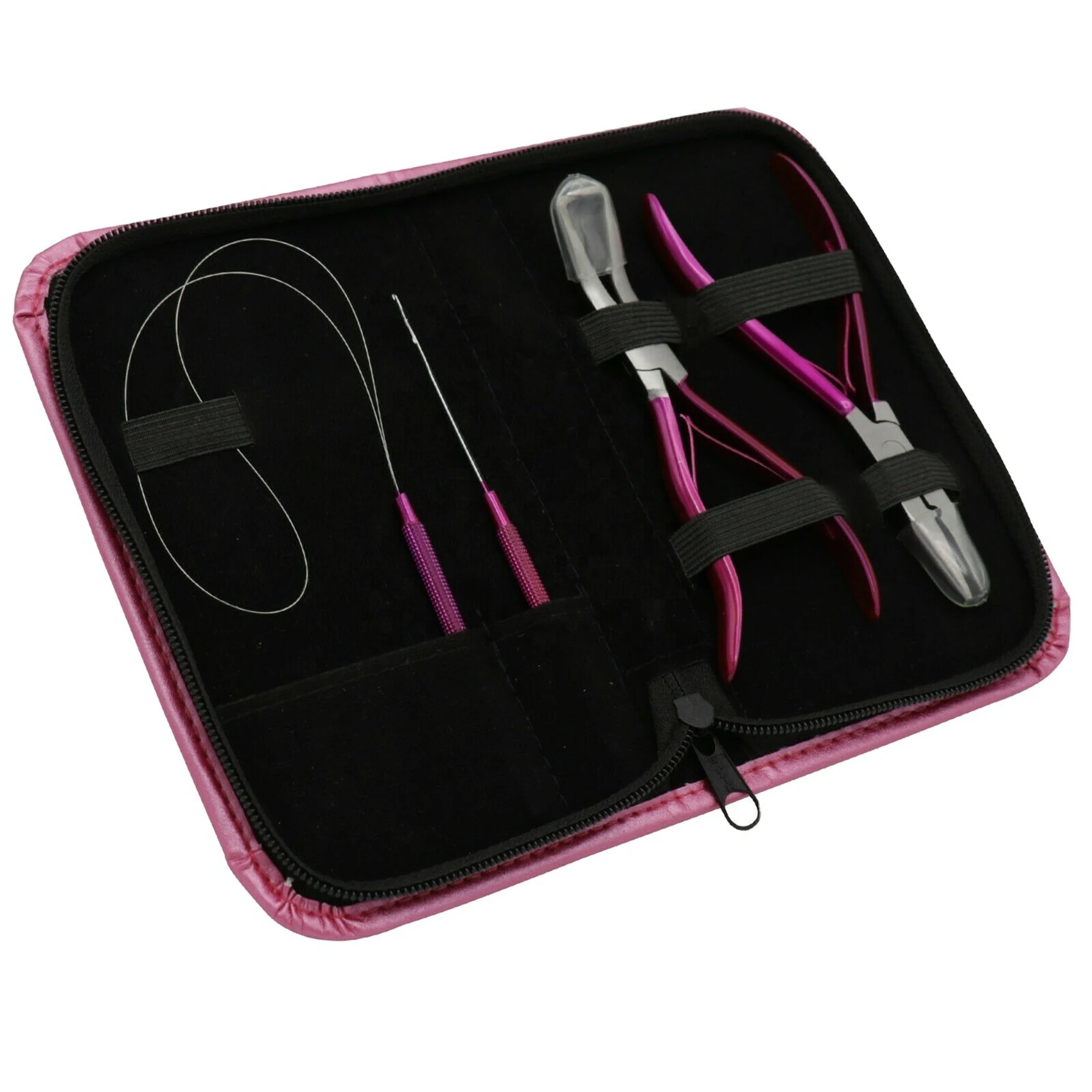Hot selling best quality custom Hair extension Pliers set shocking pink color