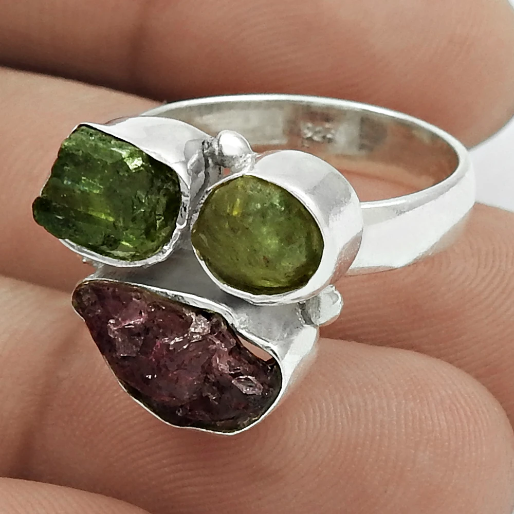 Popular bezel set Colorful pearl ruby garnet Special multi gemstone women ring jewelry manufacturer