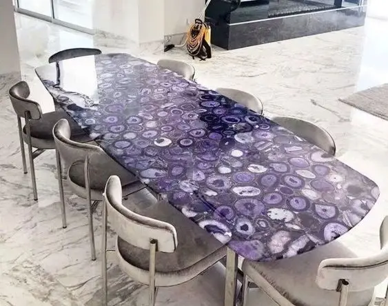 Backlit Amethyst Gemstone Table Top / Semi Precious Gemstone Amethyst Table Top