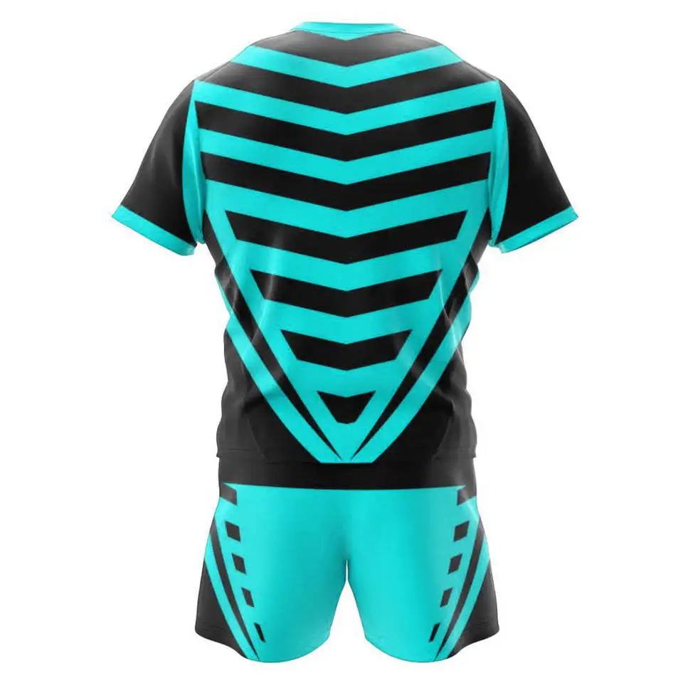 OEM Free Design Bulk Sports League Short Sleeve Striped Printing Custom Pro simple Rugby Uniform Kit