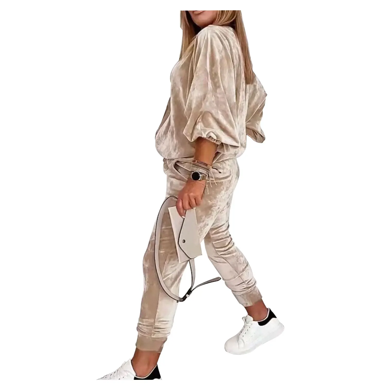 Buy Spring Lounge Wear Custom Logo Velour Two Piece Tracksuit Zip Up Sweat Suit Pants Set Velvet Women Sets