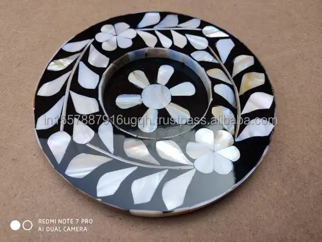 half shape design tea coaster unique design handmade mother of pearl