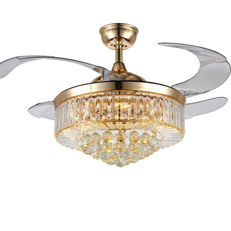 French Style Hardware Indoor Lighting Crystal Luxurious Pendant light Design Crystal Chandelier Modern Living Room Fan Light