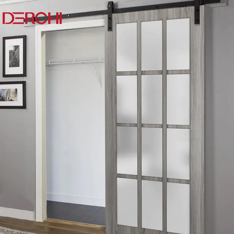 Professional sliding barn doors with small grids design french entry barn doors