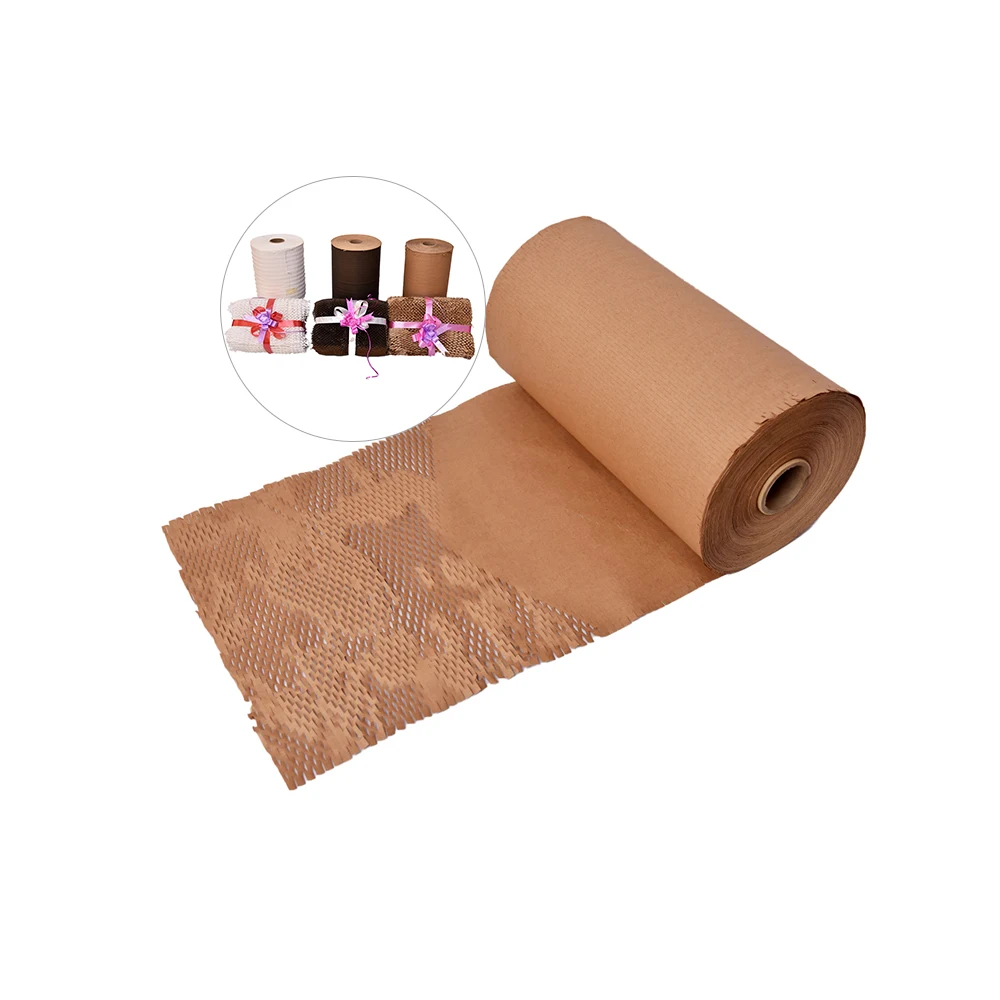 New Honeycomb Wrap Paper Eco-Friendly Kraft Perforated Packing Roll Biodegradable Fully Recyclable For Multipurpose Use