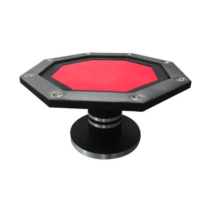 Luxury Standard Wooden Style Frame Foldable Red Poker Table With Cup Holders Available In High Quality Octagonal Shape