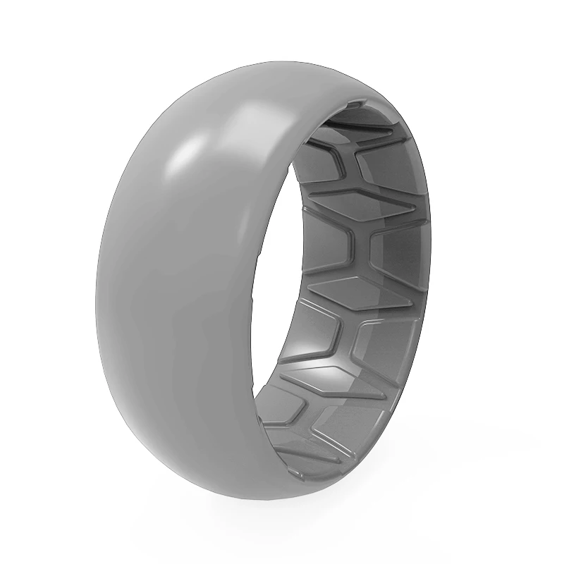 Hot Selling Customized Sport Silicone Finger Rings Breathable Airflow Inner Grooves Step Edge Design Silicone Rings
