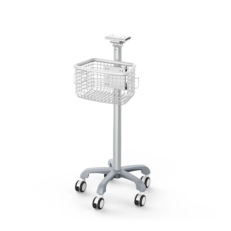 Hospital Trolley Armrest Adjustable Height Monitor ECG Machine Trolley Hospital ECG Laptop Cart
