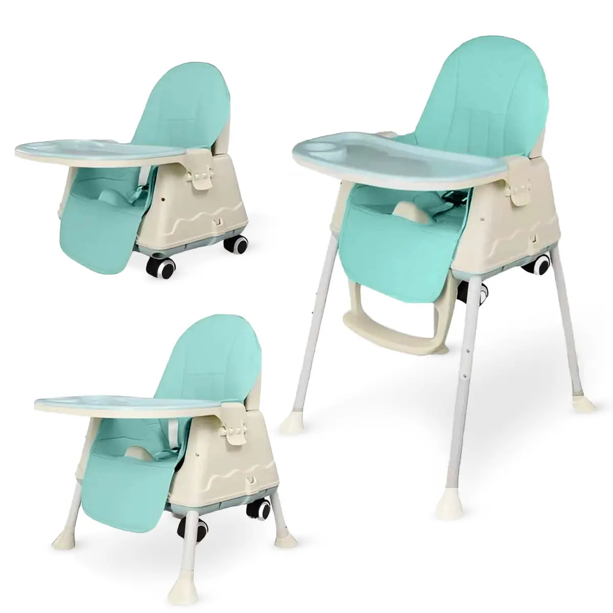 Wholesale ODM/OEM logo Portable children Table Foldable Feeding Dining Chair 3 in 1 Adjustable Height kids baby high chair