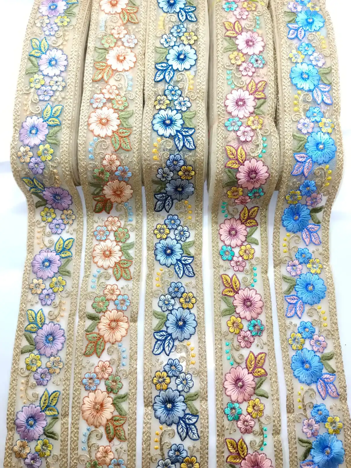 New Arrival High Quality Multi Color Polyester Embroidery Tulle Net Chemical  Lace Trim Flower Lace Hot Sale