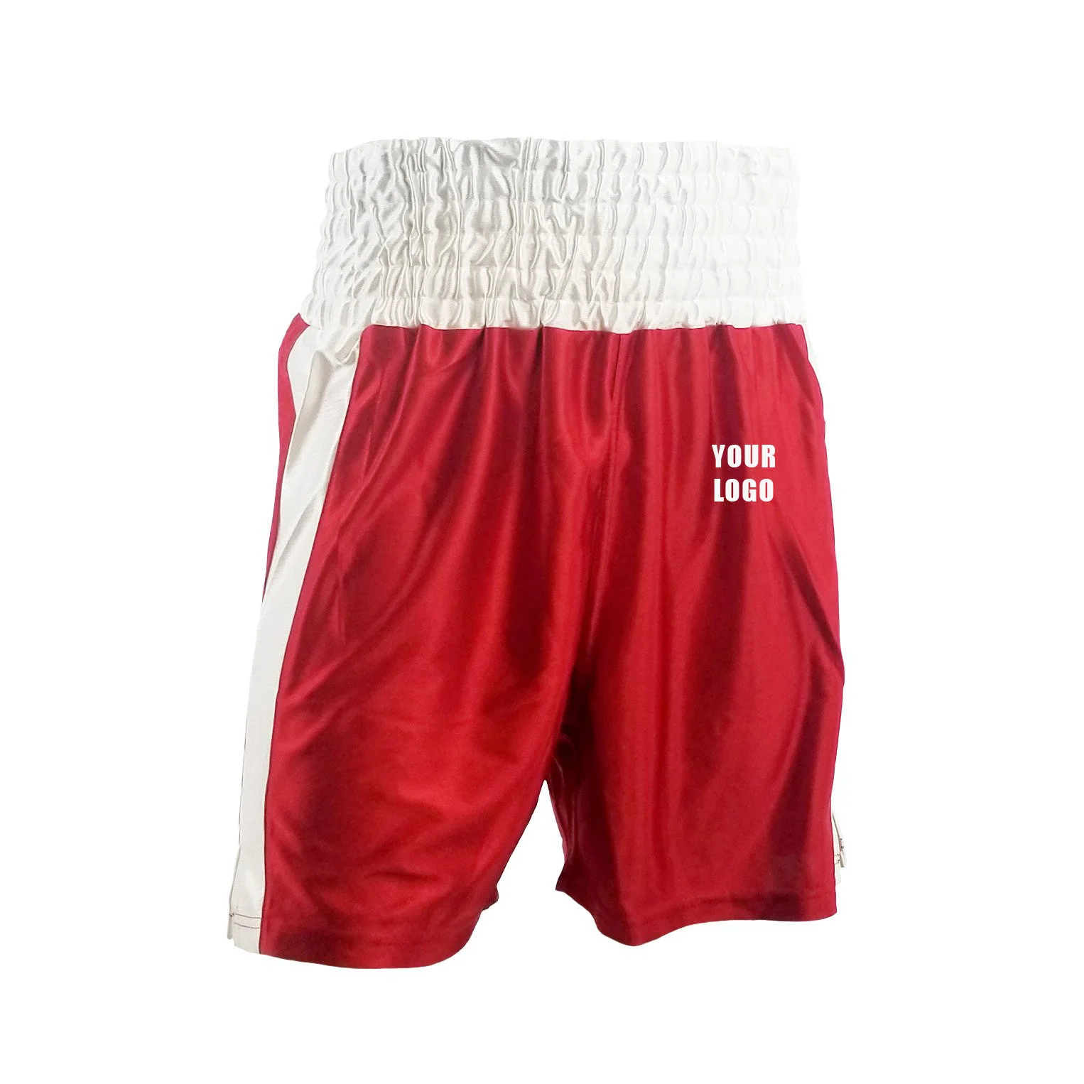 Custom Design Plain Blank Red and White Color Boxing Shorts Boxing Training Fighting Shorts For Sale