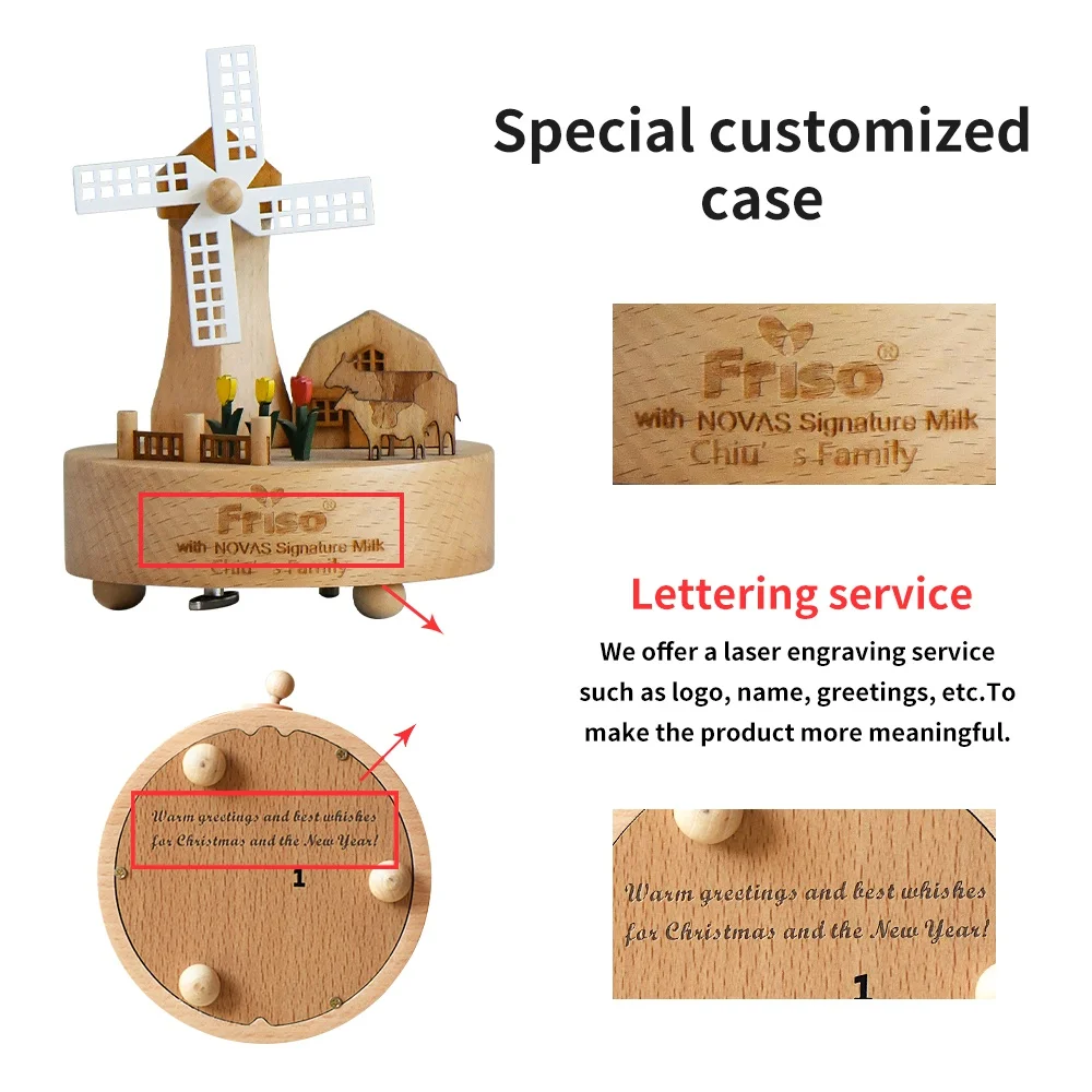 Factory Wholesale Wooden Personalize Custom Music Box Song for Girl Gift