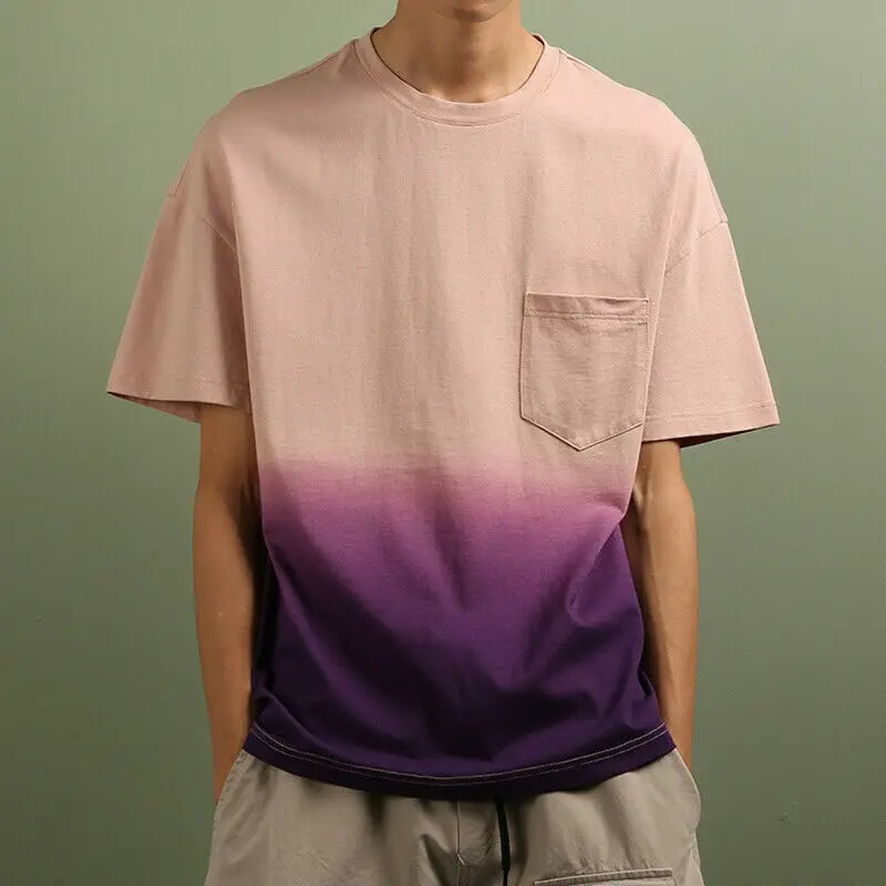 Latest Design Sublimated Mens Short Sleeve Drop Shoulder T-shirt Custom Pocket Top Tee Shirt Loose