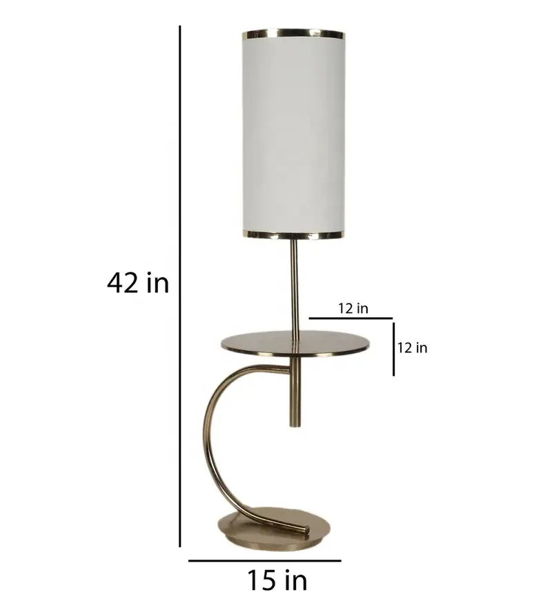 Best Quality White Fabric Shade Floor Lamp With Gold Base .