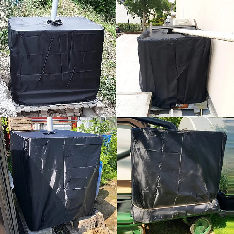 275 Gallon Tote Sunshade Water Proof Protective Hood 1000 L Garden Water Tank Black