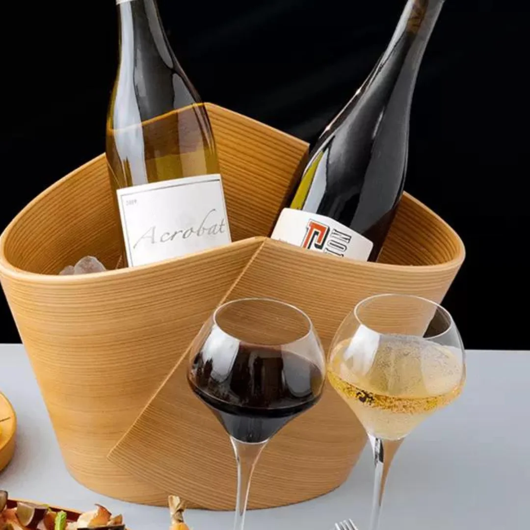 Wooden Ice Bucket Luxury Japanese Tableware Wine & Beverage Coolers Traditional Craft
