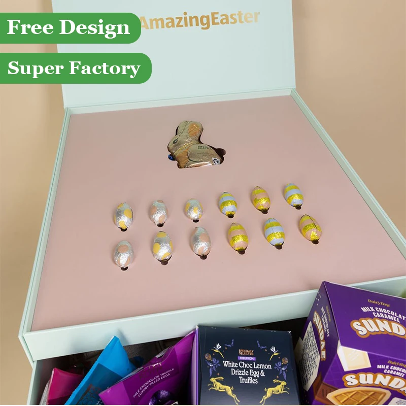 Custom Handheld Heat-Stamped Rigid Chocolate Snack Gift Box with Magnetic Closure and Insert