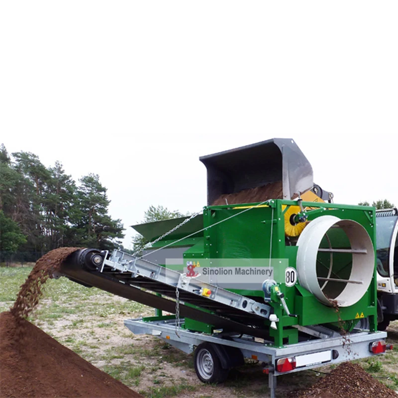 Машина для сита из верхнего слоя почвы, мобильный компостный барабанный экран, Небольшая Каменная ситовая машина для мусора из древесной щепы