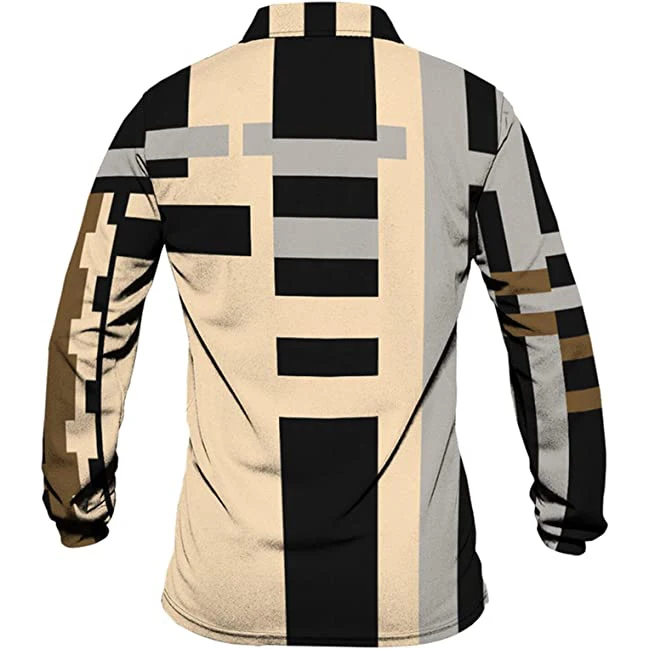 Knitted Rugby Jersey Vertical Striped CVC Cotton Long Sleeve Polo Placket Rugby Shirt Rugby Jumper