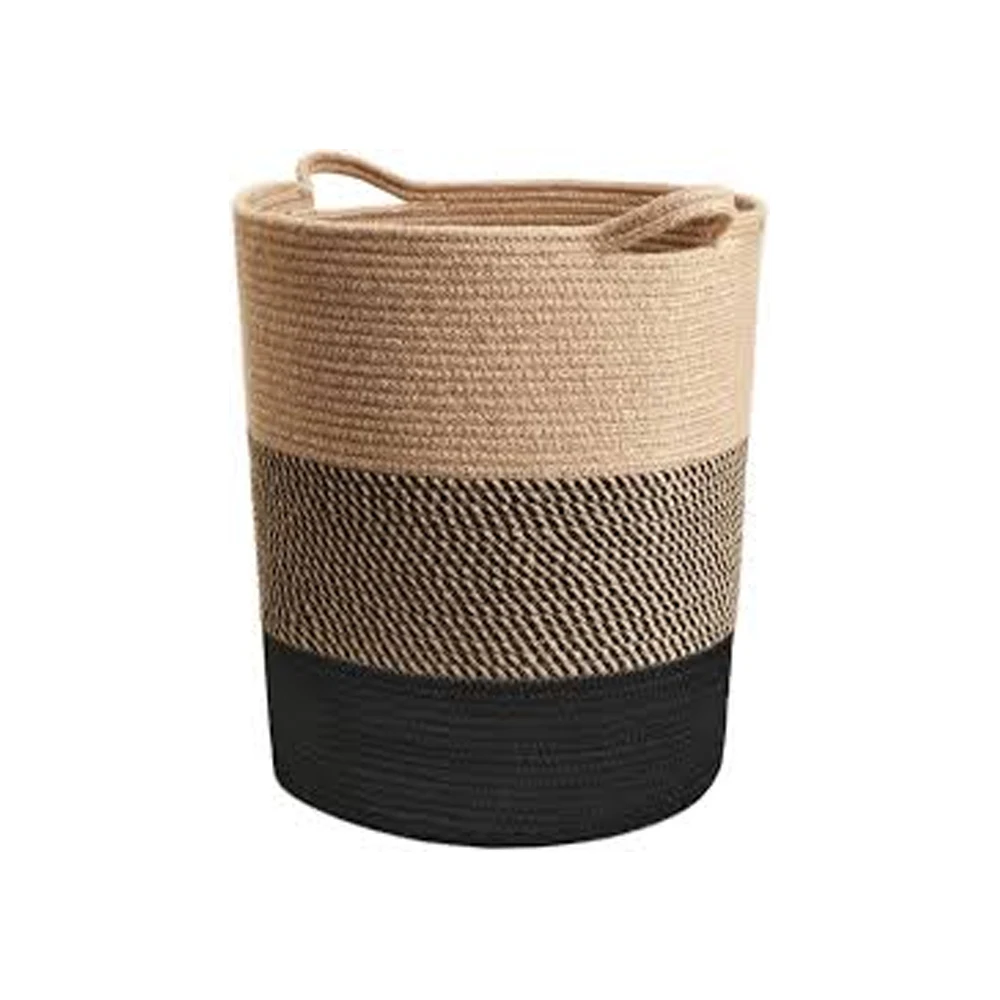 Hot Selling New Products Jute Canvas Handmade Foldable Dense Stitches Dirty Clothes Basket for Laundry Household