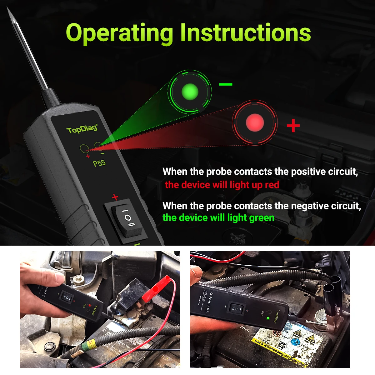 TopDiag P55 Wholesale Inventory Multi-function Digital Display Voltage Tester Test Pen for Car voltage tester