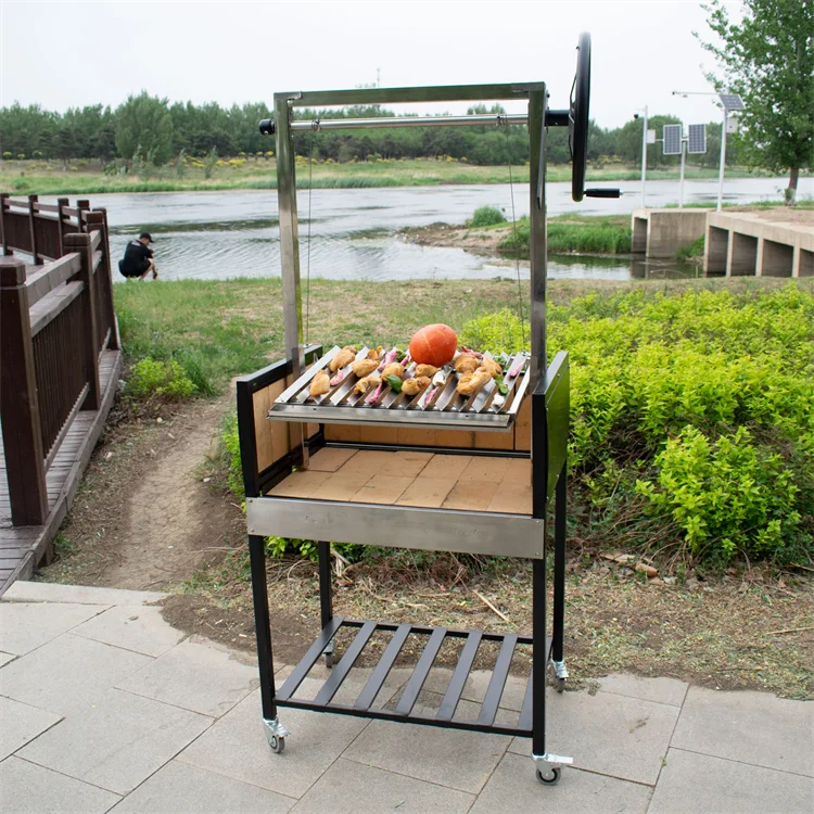 Argentina with brick lift removable V-shaped grill  Charcoal Stainless steel  grill for Kitchen Garden Outside
