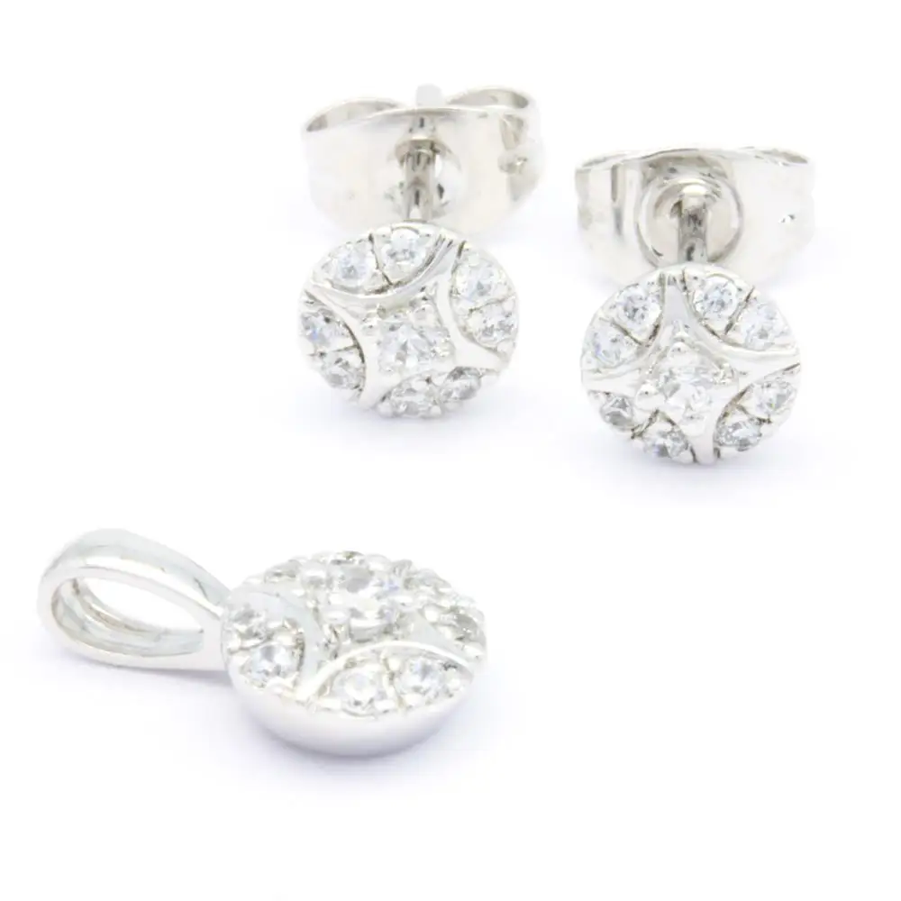 OEM Anniversary Best Choose 18K High Quality Solid White Gold Earrings Real Diamond Fine Jewelry Wedding Sets Jewelry Set Bridal