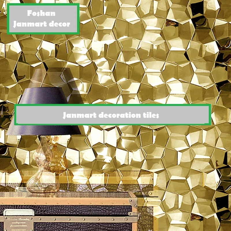 3d pentagonal stainless steel metal mosaic tile bathroom bar restaurant wall brick decorative tiles