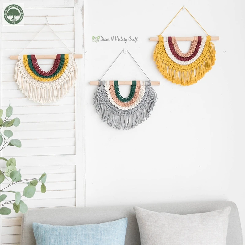 Hand-woven Macrame Rope Tapestry Wall Hanging Decoration Ornament