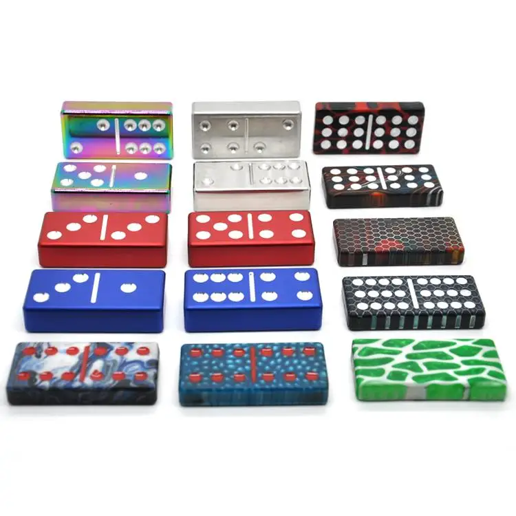 Custom Colored double 6 9 12 Block Plastic Acrylic Metal Aluminum Domino Set