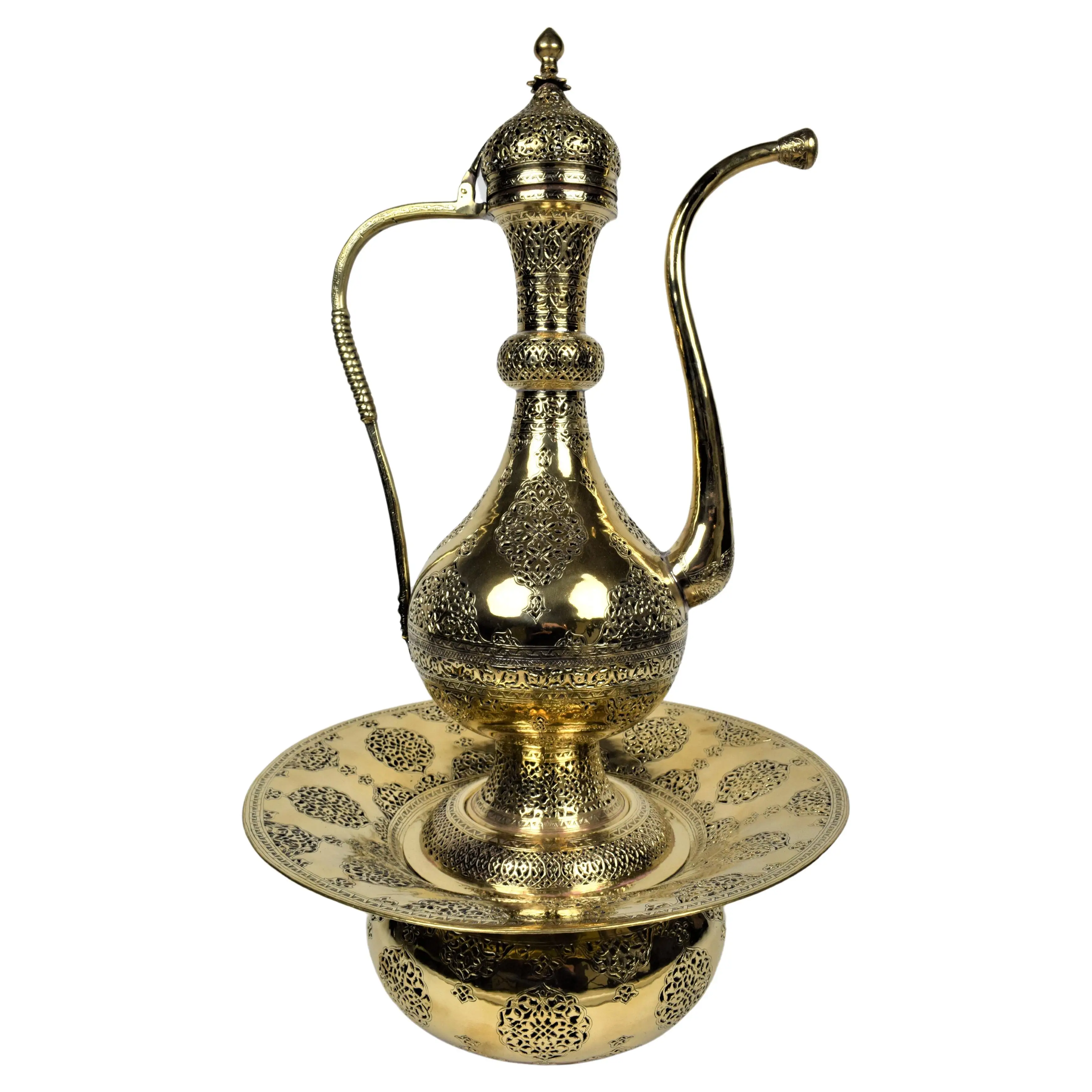 High Quality Mirror Finished Brass Pot Aftaba Coffee Tea Kettle Engraved Design Available Wholesale Price.