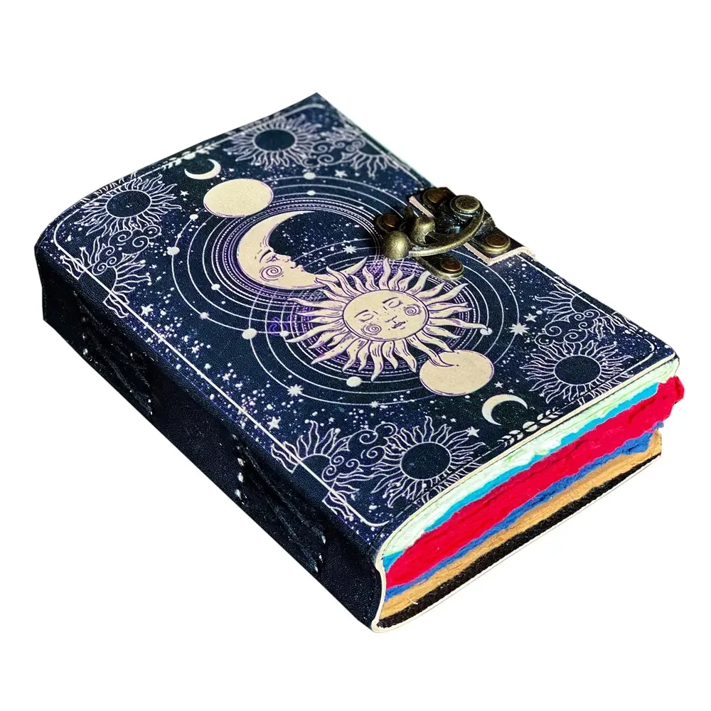 New Design Sun & Moon Vintage Journal Leather Journal For Women Large Leather Journals Vintage Book Of Shadows Sketchbook