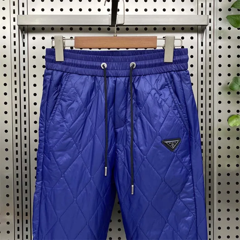Wholesale Winter Oem Latest Designs Quilted Puffer Drawstring Thermal Slim Fit Down Outdoor Pants Cotton Trouser For Men