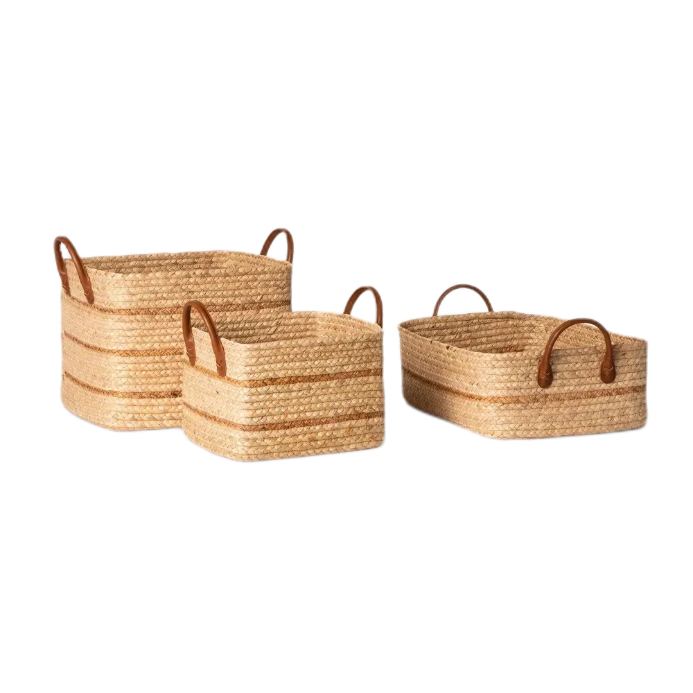 Summer Style Straw Seagrass Woven Baskets Home Decoration Storage Containers Laundry Bag Baskets Rattan Decorative Baskets