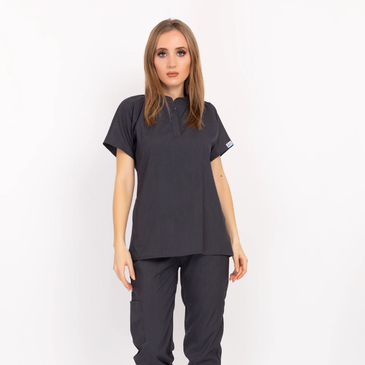 Hospital Uniforms Women Anthracite Color Elite Elastic Judge Collar Uniform Set Nurse Medical Scrubs Set Comfortable Stylish Med
