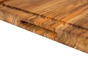 Вьетнамская прямоугольная разделочная доска из тика высокого качества с желобом для сока и ручкой