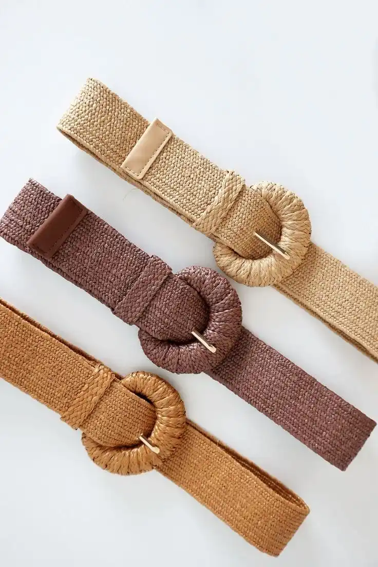 Stylish Wide Straw Jute  Waist Belt