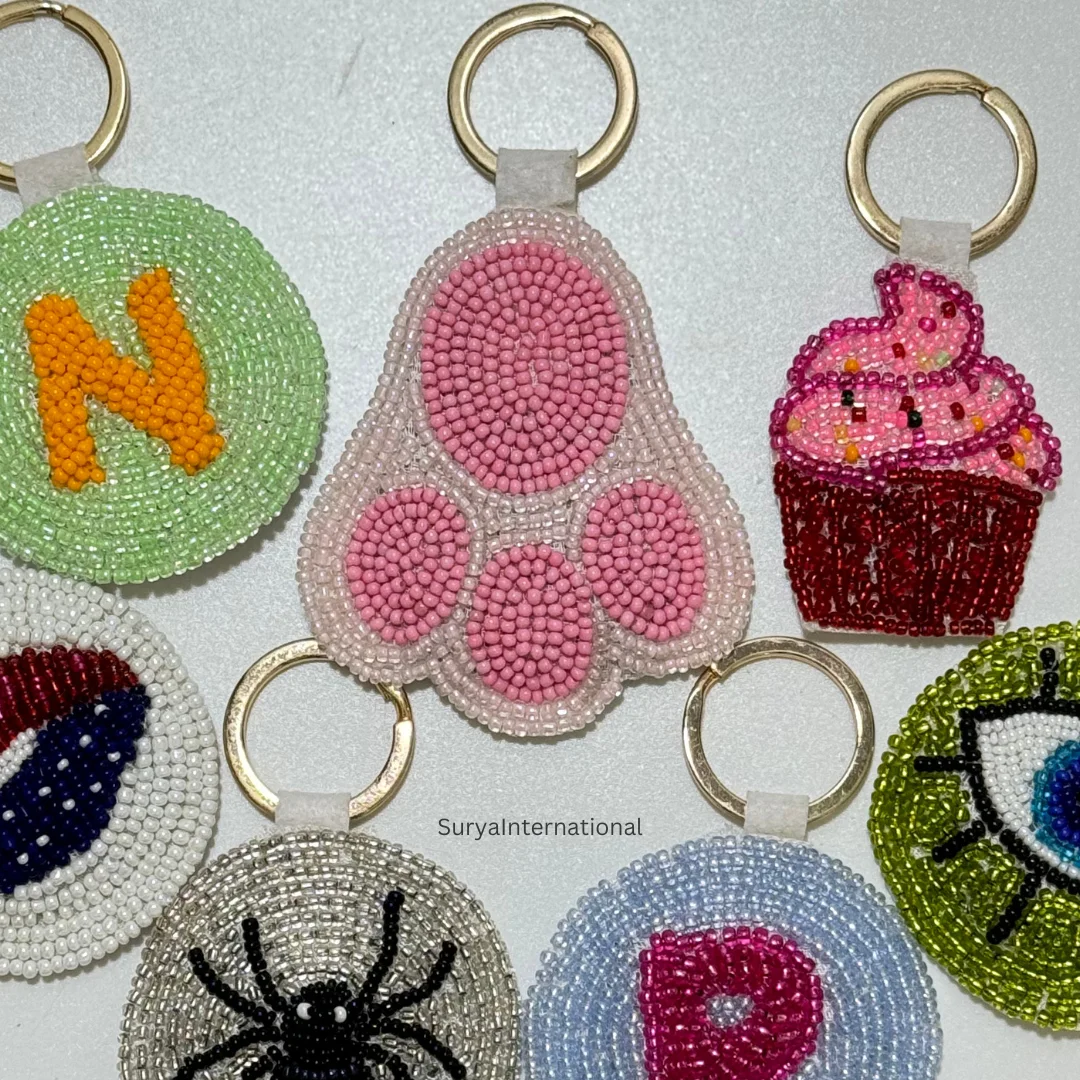 Stand Out on Game Day With Custom Frog Spider Paw Evil Eye and Heart Shaped Keychains: Vibrant Colors Beaded Designs