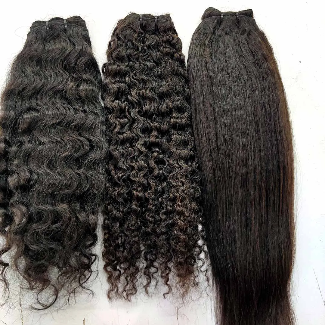 INDIAN REMY KINKY CURLY HAIR EXTENSIONS WITH ALIGNED CUTICLES SINGLE DONOR NO TANGLING NO SHEDDING RAW UNPROCESSED TEMPLE HAIR