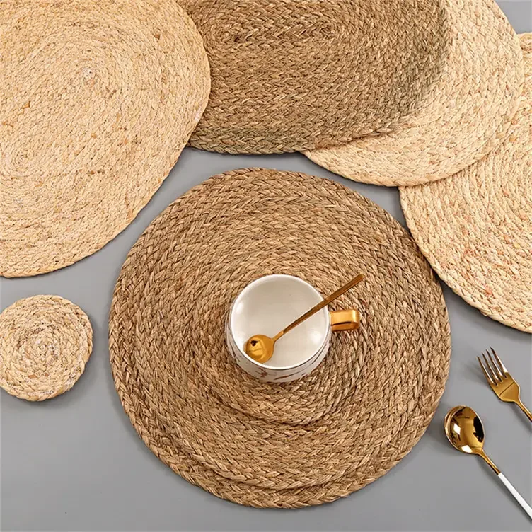 Wicker Wholesale Sets Straw Placemats Water Hyacinth Seagrass Coasters Handmade Products Wedding Table Decoration & Accessories