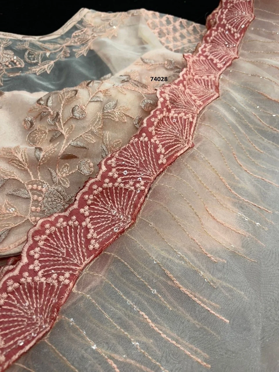 Indian Beautiful Silk Embroidery Work Chiffon Pink Saree With Blouse Pieces Design Sarees 2023 Pakistani Traditional Wear Saree