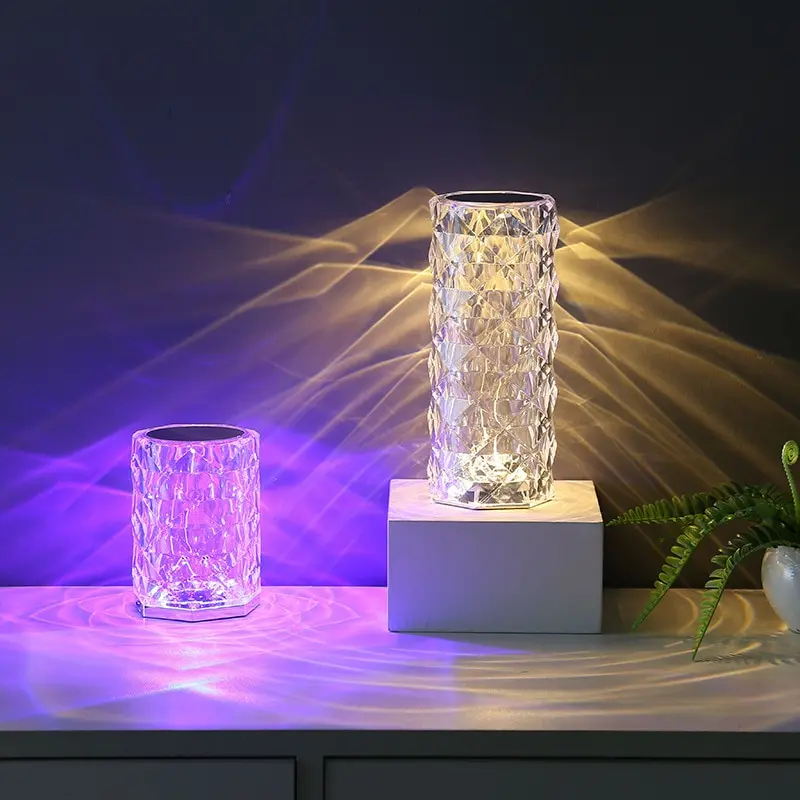 Stock Crystal Modern Luxury Usb Rechargeable Bedroom Wireless Touch Control Led Night Light Cordless Hotel  Bedside Table Lamps